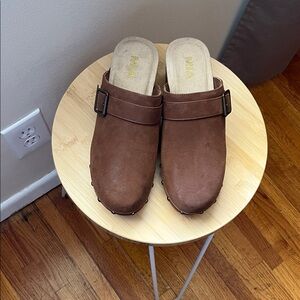 MIA Brown Clogs with Buckle Accent